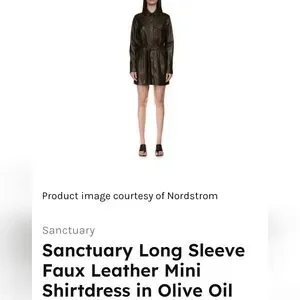 Sanctuary | Dresses | Olive Green Sanctuary Tie Shirt Dress Size L |  Poshmark